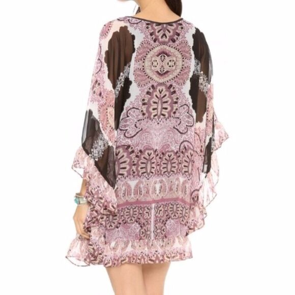 FREE PEOPLE Marla Dreams Dress Black Combo Purple Floral Boho Hippie Size XS - Picture 2 of 10